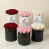 Luxury preserved rose round box arrangement in home setting – Lagabiani Miami