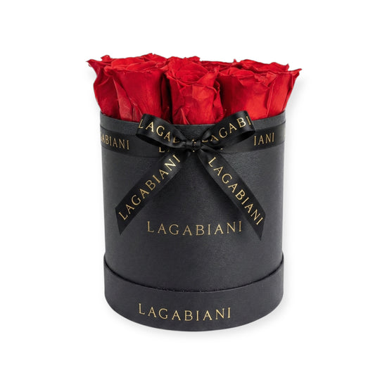 Red, white and pink preserved rose round boxes comparison – Lagabiani