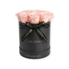 White preserved roses round box arrangement – Lagabiani Miami