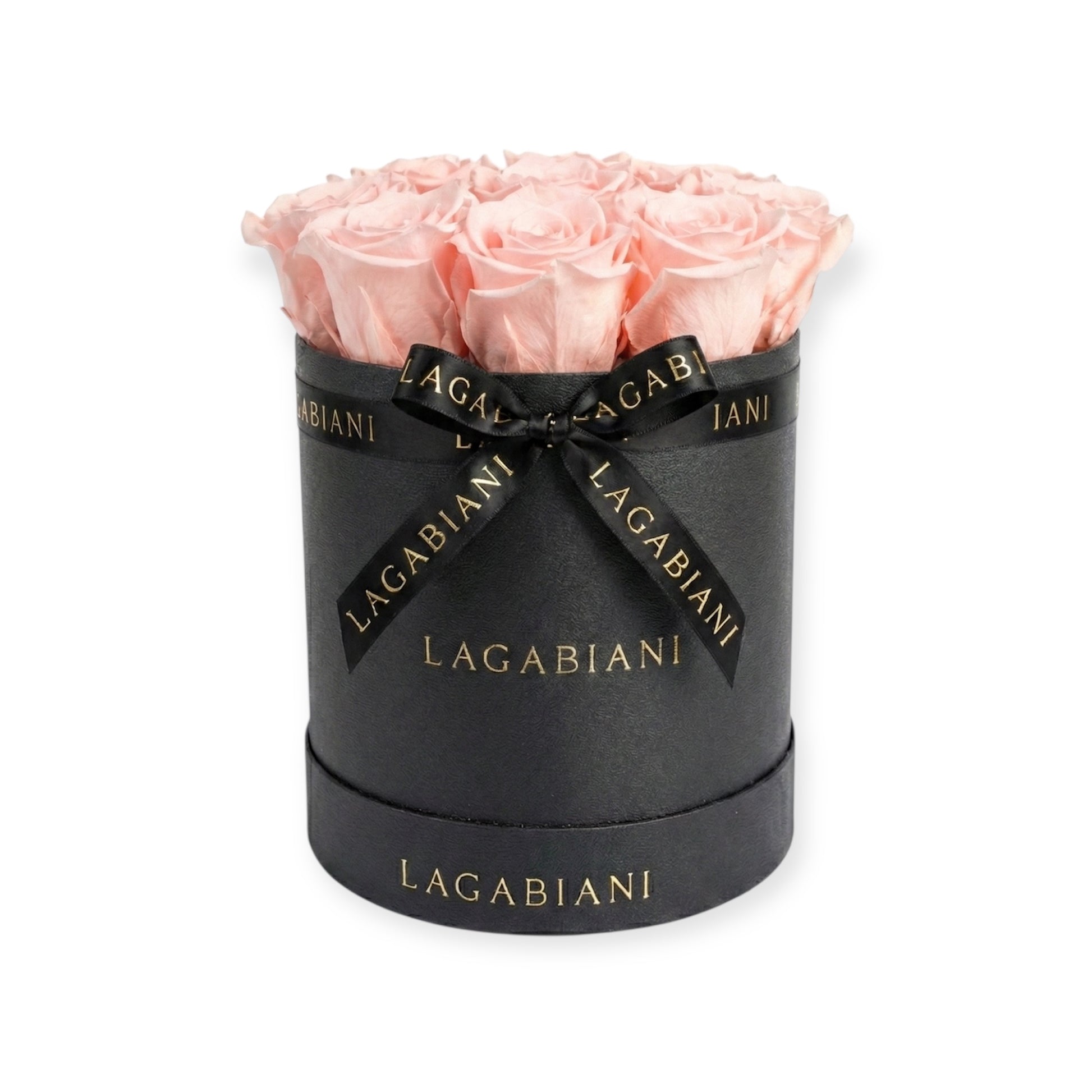 White preserved roses round box arrangement – Lagabiani Miami