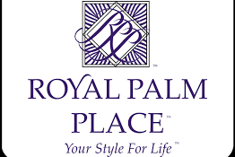 Logo of Royal Palm Place with a purple design on a white background